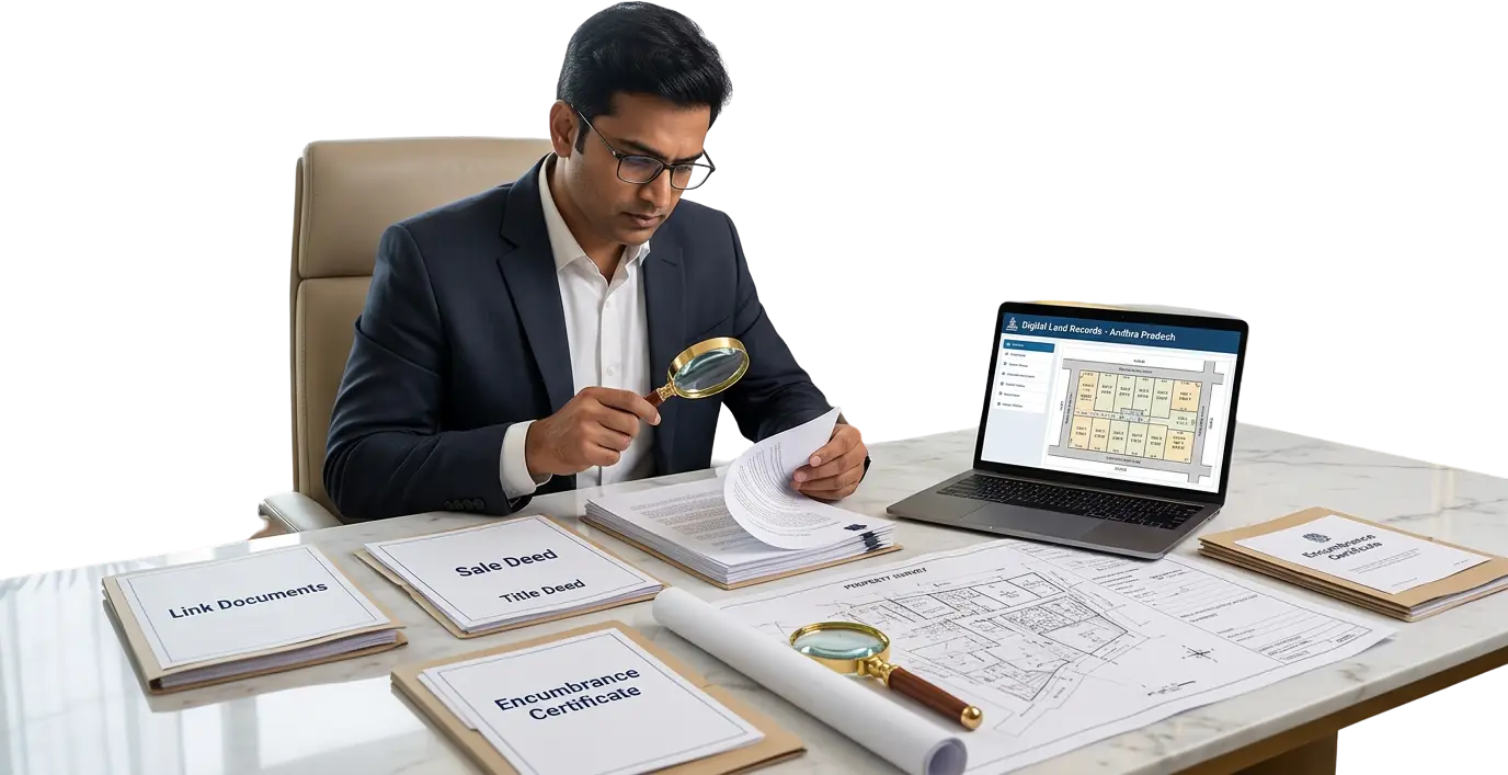 Property document verification with link documents sale deed title deed and EC